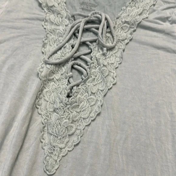 American Eagle Outfitters Large Lace Up Front Mint Color Long Sleeve Top - Picture 3 of 7